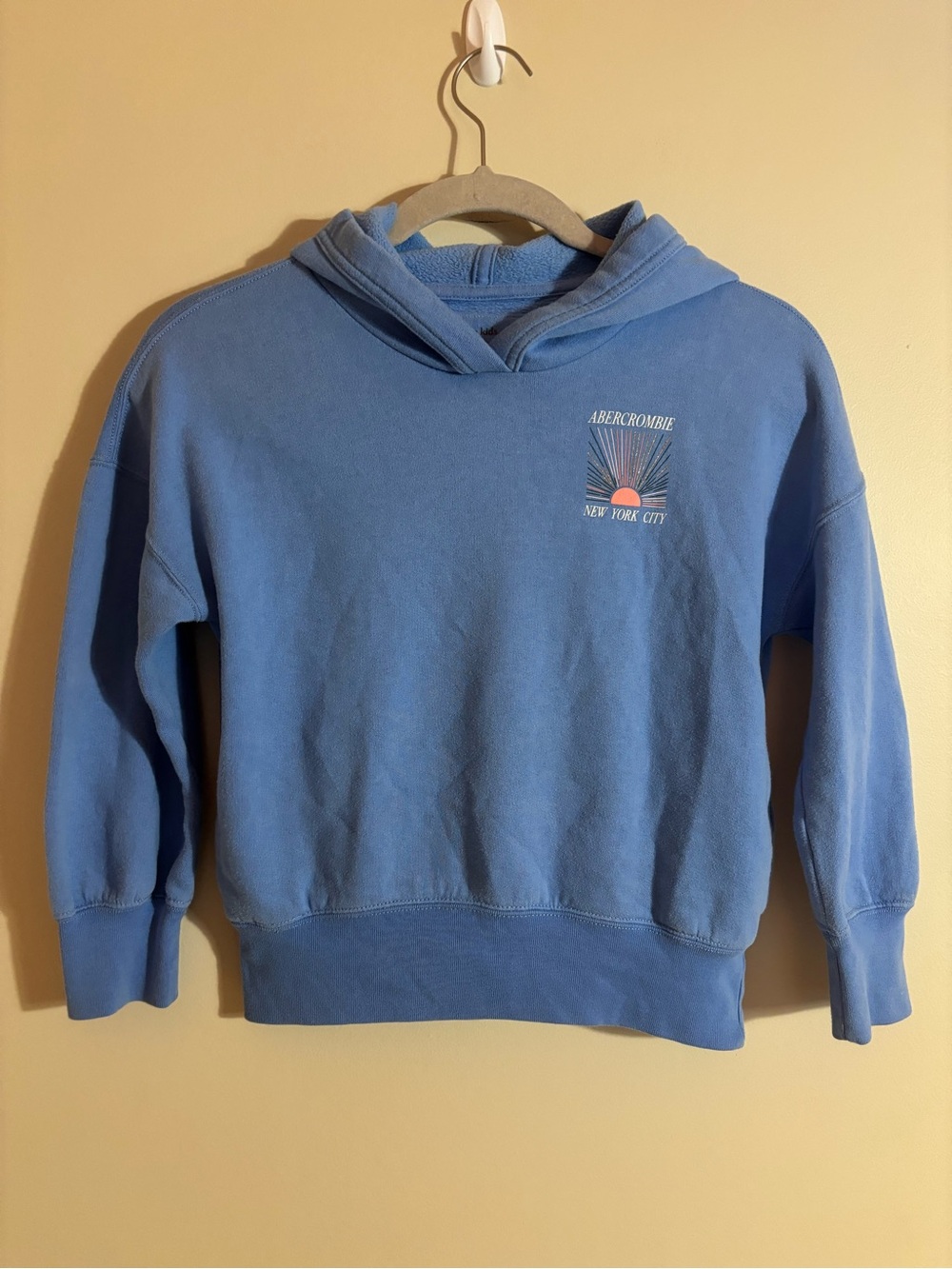 Abercrombie Kids Blue Graphic NYC Hoodie Sweatshirt Girls size 7/8